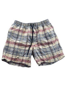 Tommy Hilfiger Mens Swim Shorts Size XL Multicolor Plaid Swimwear Drawstring